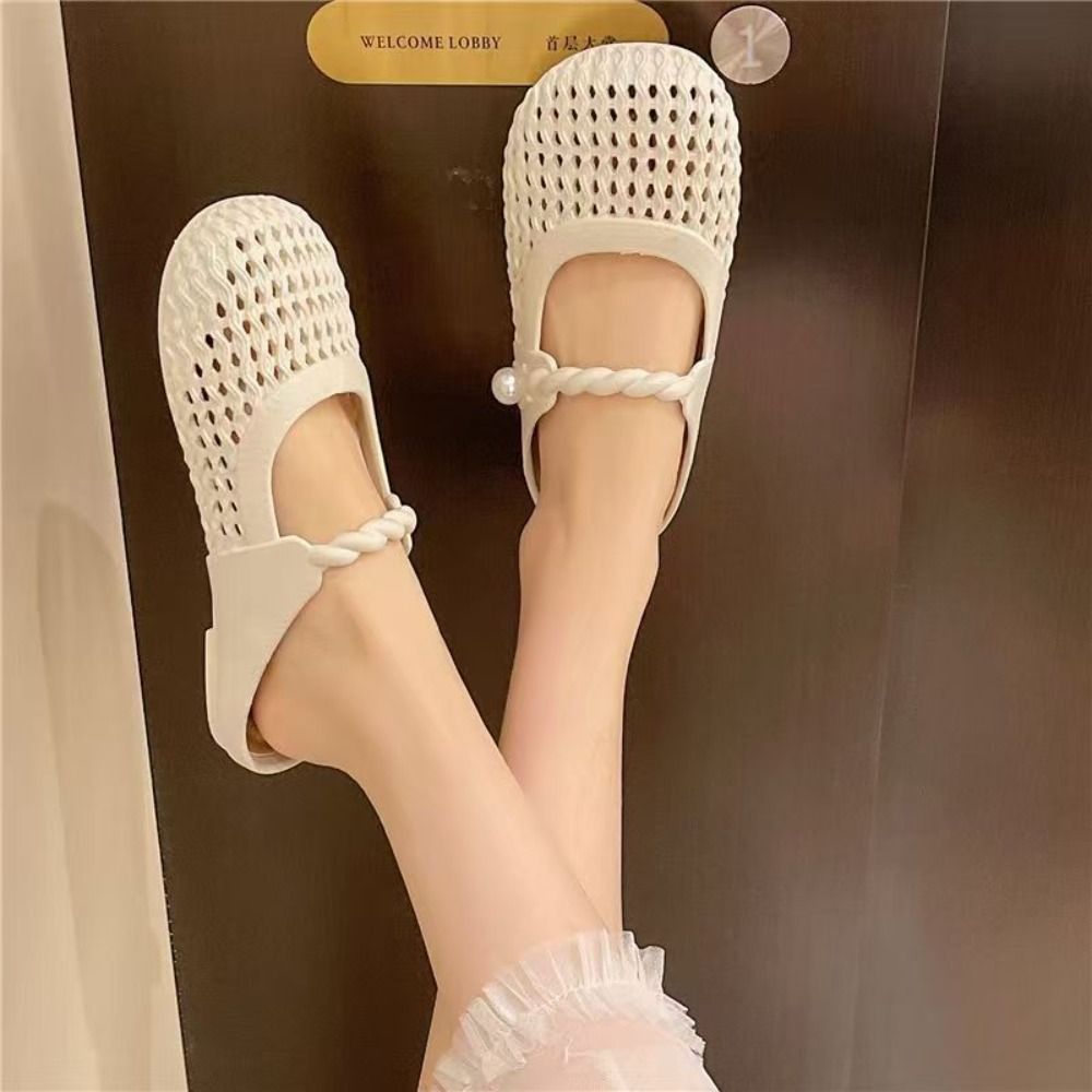 Women'S Shoes Hands Free - Breathable Baotou Half Slippers Hollow All-Match