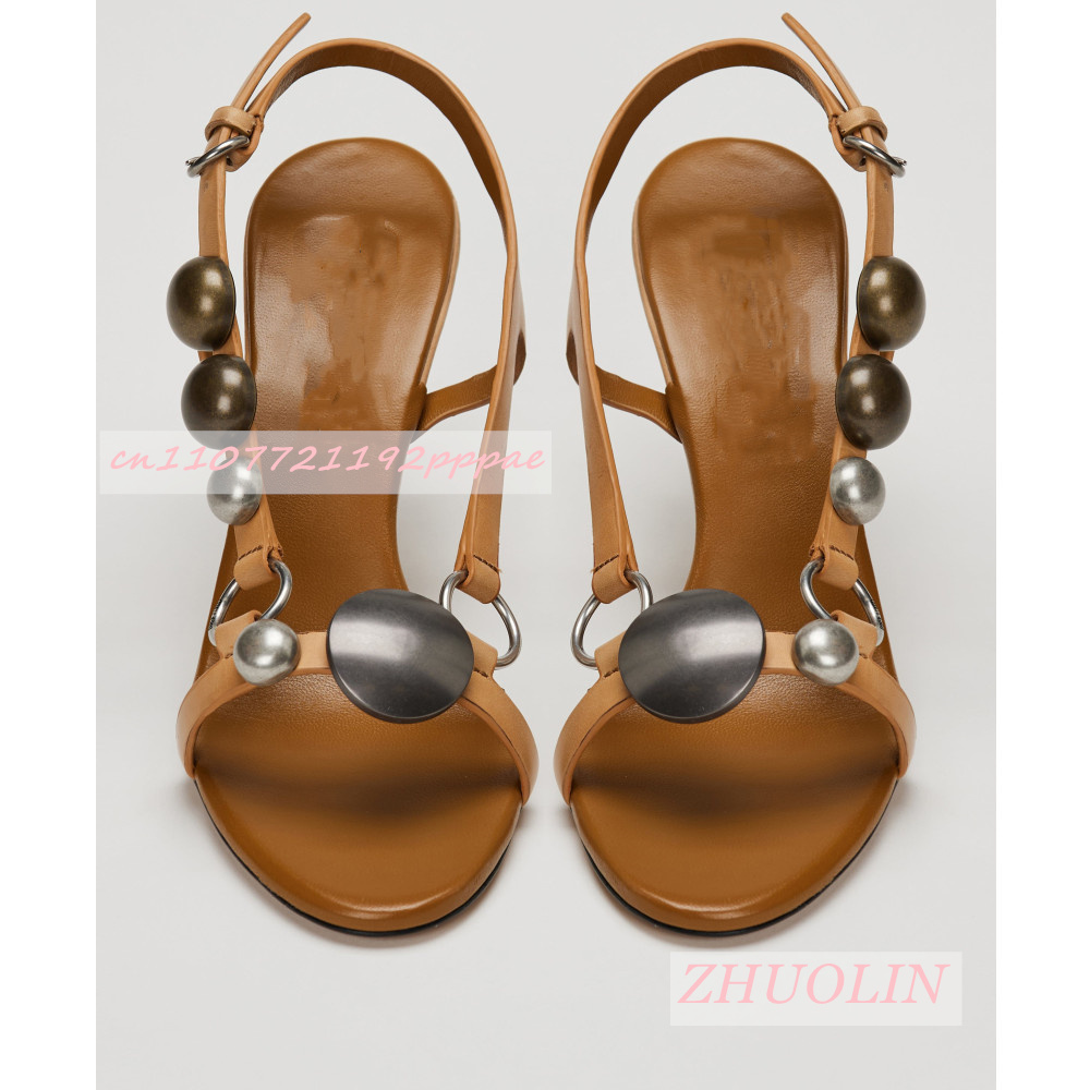 Women Metal Disc Decor Slingba - огляд і ціна Wide Fit Heels