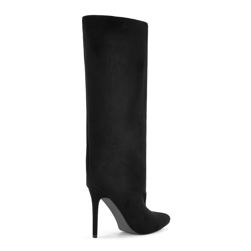 Onlymaker Black Faux Suede Kne - огляд і ціна Wide Fit Heels