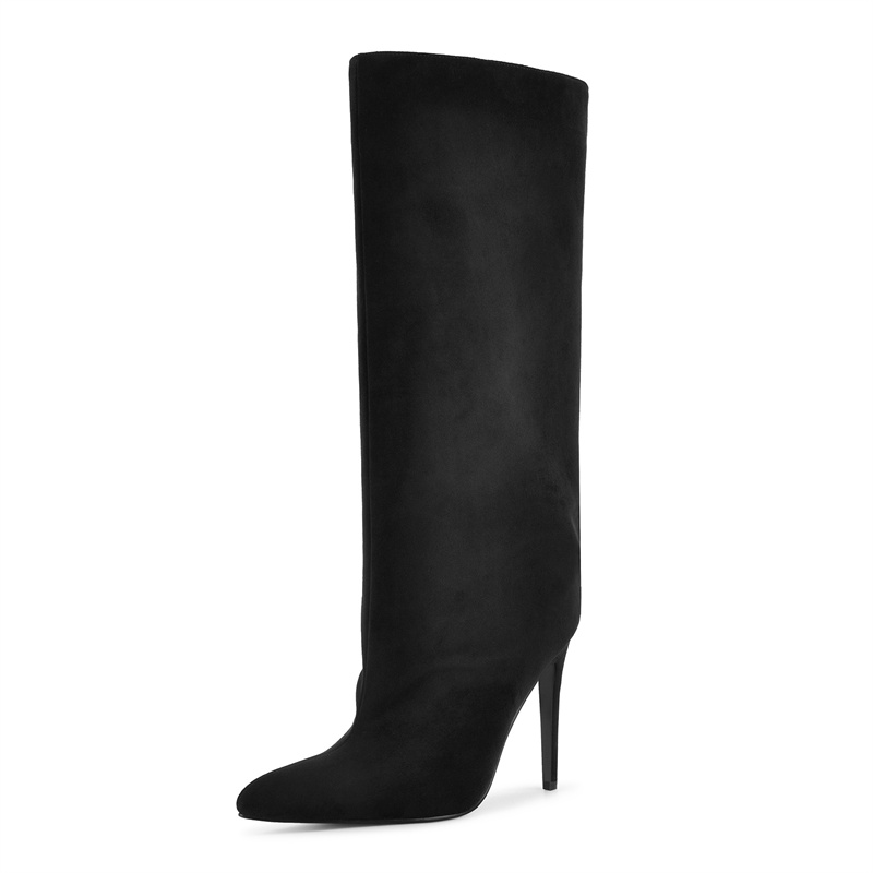 Onlymaker Black Faux Suede Kne - огляд і ціна Wide Fit Heels