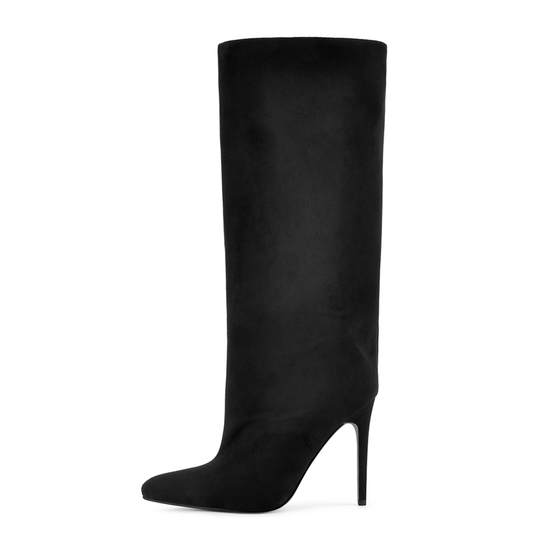 Onlymaker Black Faux Suede Kne - огляд і ціна Wide Fit Heels