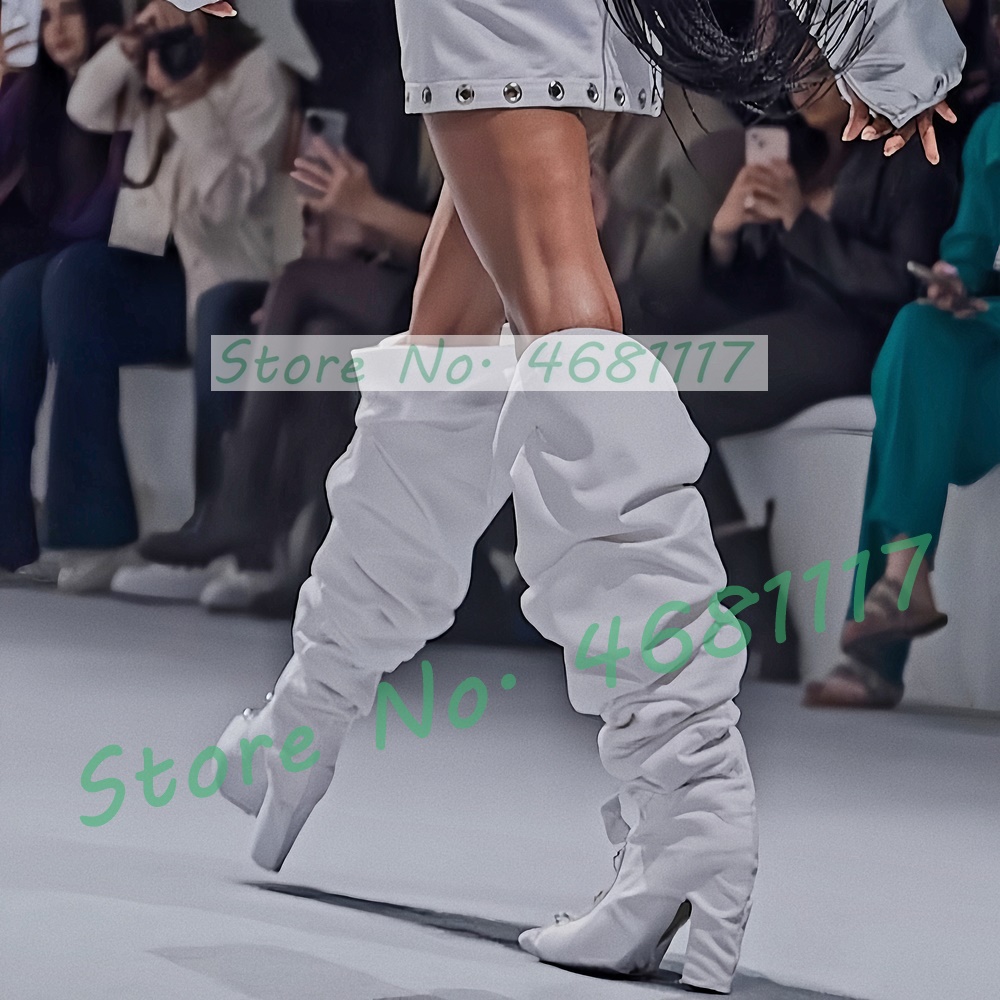 White Loose Pleated Wide Calf  - огляд і ціна Wide Fit Heels