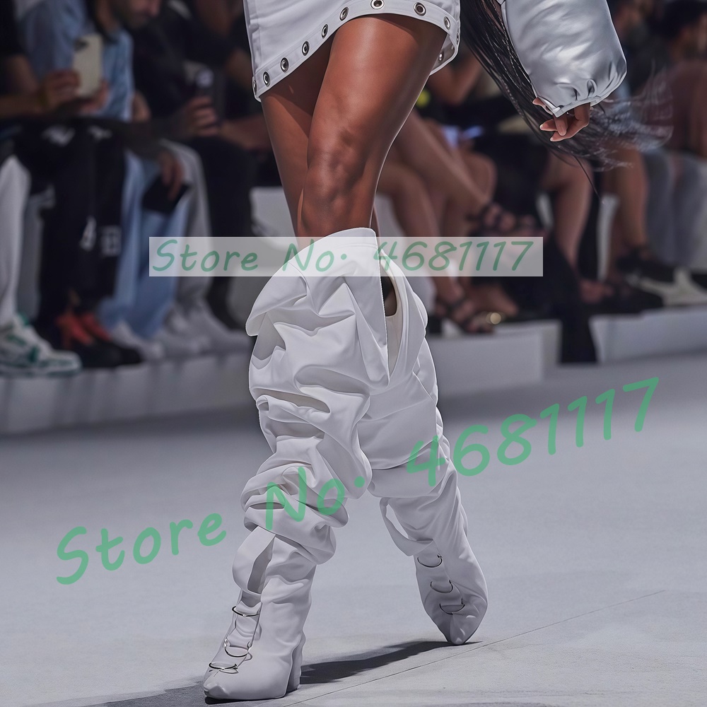 White Loose Pleated Wide Calf  - огляд і ціна Wide Fit Heels