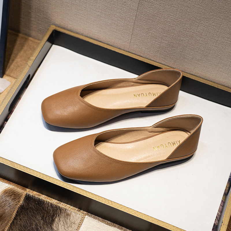 Square toe leather patchwork f - огляд і ціна Women Shoes Loafers