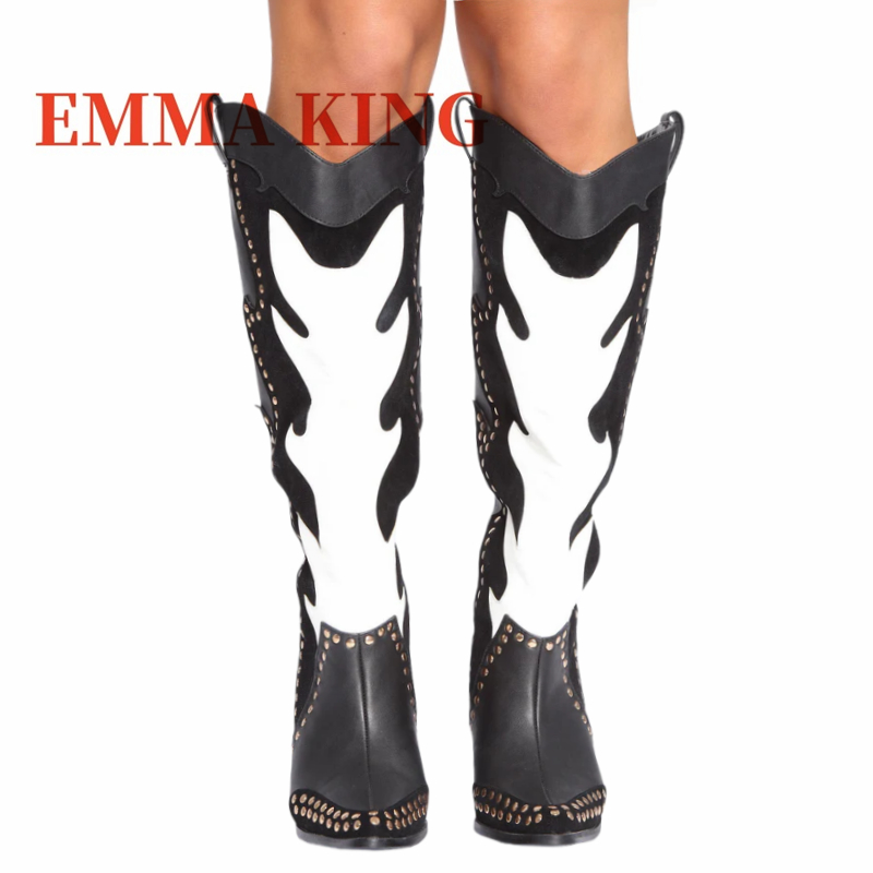 Studded Western Cowboy Boots W - огляд і ціна Wide Fit Heels