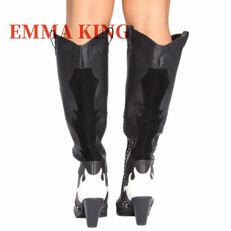 Studded Western Cowboy Boots W - огляд і ціна Wide Fit Heels